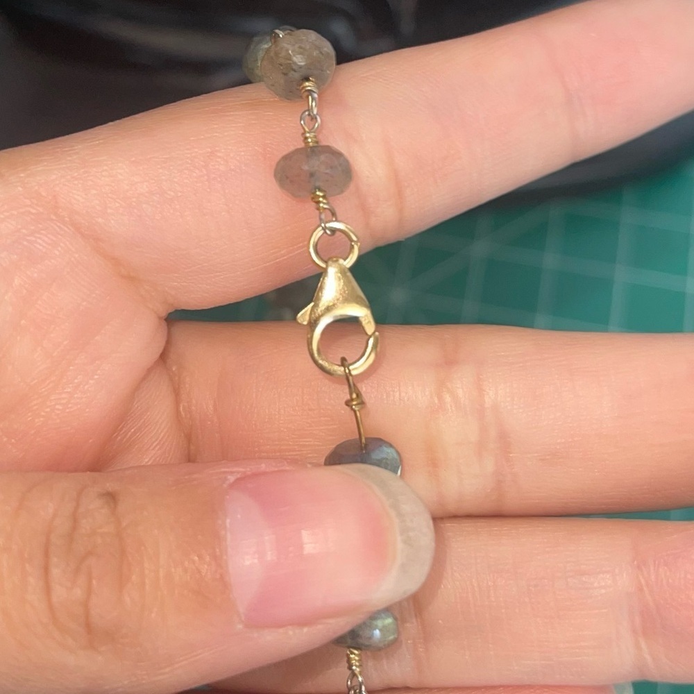 Gold Filled Long Statement Labrodite Necklace - image 6